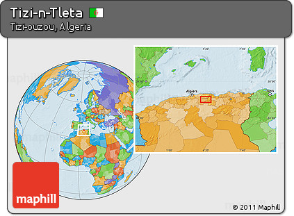 Political Location Map of Tizi-n-Tleta