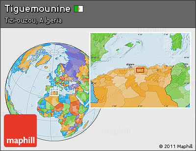 Political Location Map of Tiguemounine