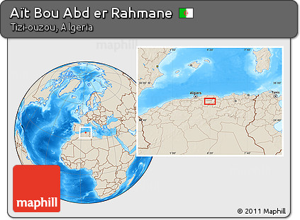 Shaded Relief Location Map of Aït Bou Abd Er Rahmane