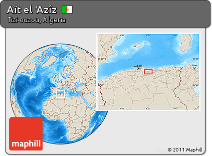 Shaded Relief Location Map of Aït El 'Azîz