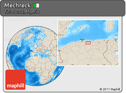 Shaded Relief Location Map of Mechreck