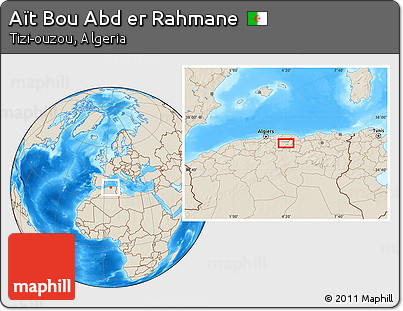 Shaded Relief Location Map of Aït Bou Abd Er Rahmane