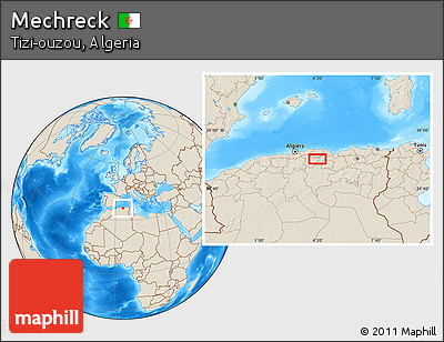 Shaded Relief Location Map of Mechreck