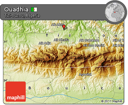 Physical Map of Ouadhia