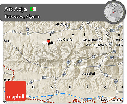 Shaded Relief Map of Aït Adja