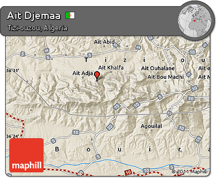 Shaded Relief Map of Aït Djemaa