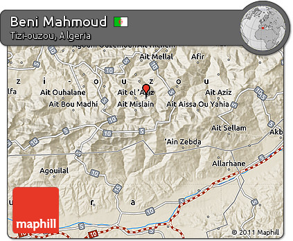 Shaded Relief Map of Beni Mahmoud