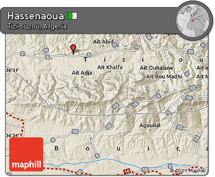 Shaded Relief Map of Hassenaoua