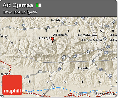 Shaded Relief Map of Aït Djemaa