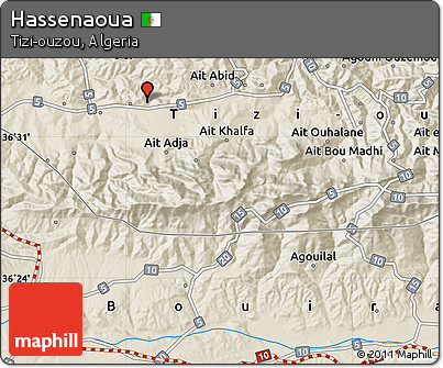 Shaded Relief Map of Hassenaoua