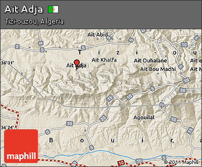 Shaded Relief Map of Aït Adja