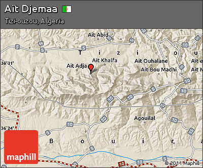 Shaded Relief Map of Aït Djemaa