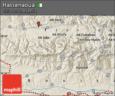 Shaded Relief Map of Hassenaoua