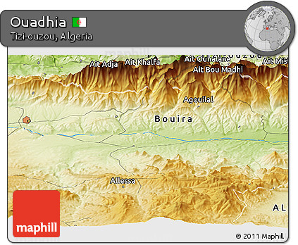 Physical Panoramic Map of Ouadhia