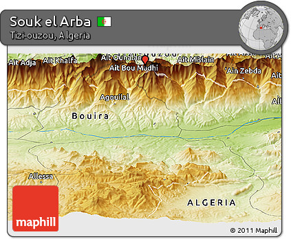 Physical Panoramic Map of Souk El Arba