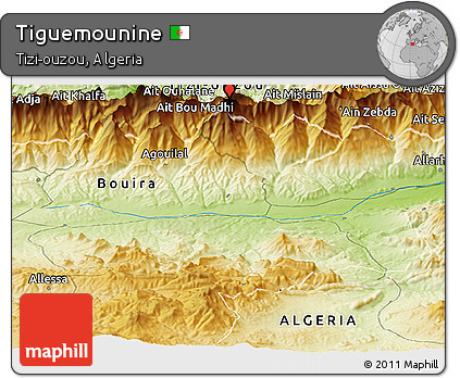 Physical Panoramic Map of Tiguemounine