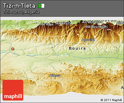 Physical Panoramic Map of Tizi-n-Tleta