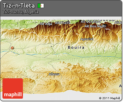 Physical Panoramic Map of Tizi-n-Tleta