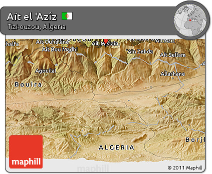 Satellite Panoramic Map of Aït El 'Azîz