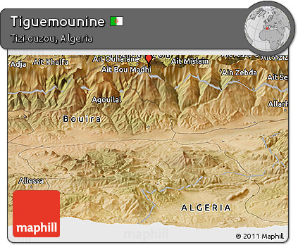 Satellite Panoramic Map of Tiguemounine