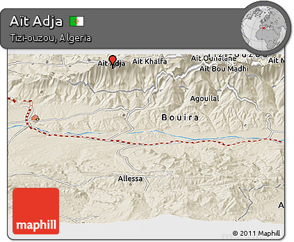 Shaded Relief Panoramic Map of Aït Adja