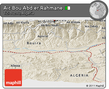Shaded Relief Panoramic Map of Aït Bou Abd Er Rahmane