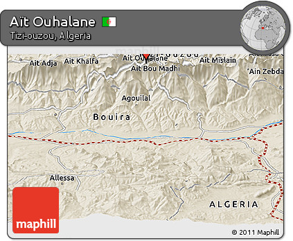 Shaded Relief Panoramic Map of Aït Ouhalane