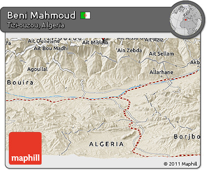 Shaded Relief Panoramic Map of Beni Mahmoud