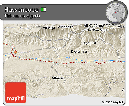 Shaded Relief Panoramic Map of Hassenaoua