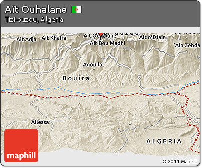 Shaded Relief Panoramic Map of Aït Ouhalane