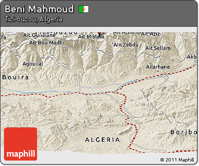 Shaded Relief Panoramic Map of Beni Mahmoud