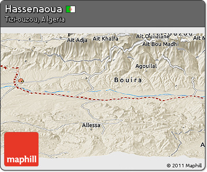Shaded Relief Panoramic Map of Hassenaoua
