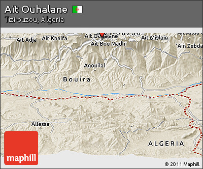 Shaded Relief Panoramic Map of Aït Ouhalane