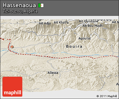 Shaded Relief Panoramic Map of Hassenaoua