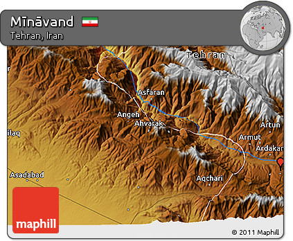 Physical 3D Map of Mīnāvand