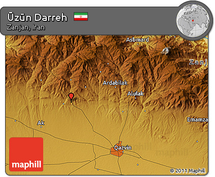 Physical 3D Map of Ūzūn Darreh