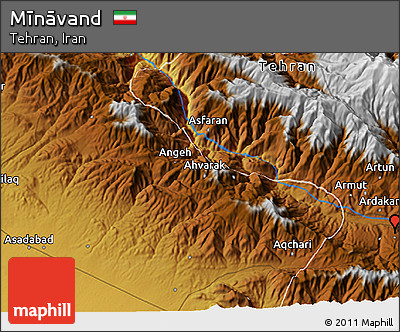 Physical 3D Map of Mīnāvand
