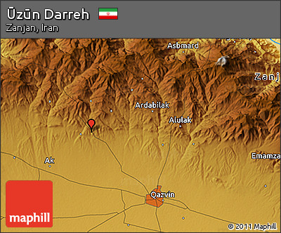 Physical 3D Map of Ūzūn Darreh