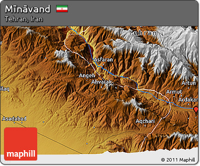 Physical 3D Map of Mīnāvand
