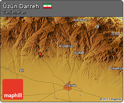 Physical 3D Map of Ūzūn Darreh