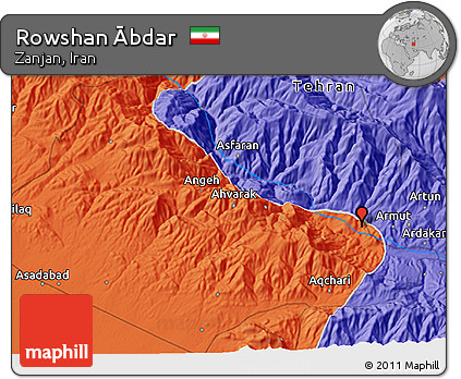 Political 3D Map of Rowshan Ābdar