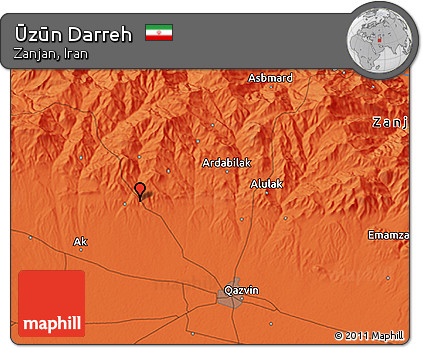 Political 3D Map of Ūzūn Darreh