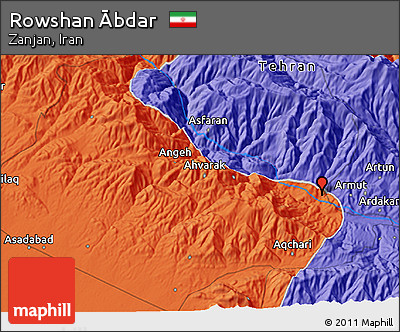 Political 3D Map of Rowshan Ābdar