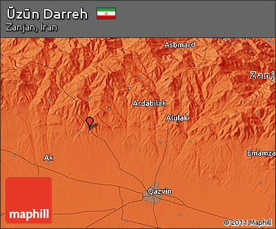 Political 3D Map of Ūzūn Darreh