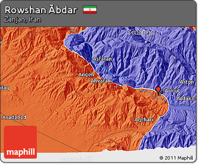 Political 3D Map of Rowshan Ābdar