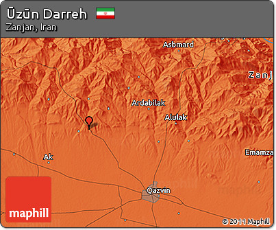 Political 3D Map of Ūzūn Darreh