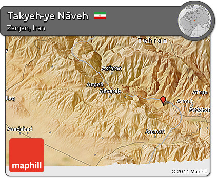 Satellite 3D Map of Takyeh-ye Nāveh