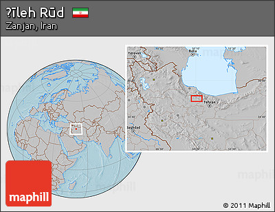 Gray Location Map of Ḩīleh Rūd, hill shading