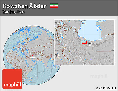 Gray Location Map of Rowshan Ābdar, hill shading