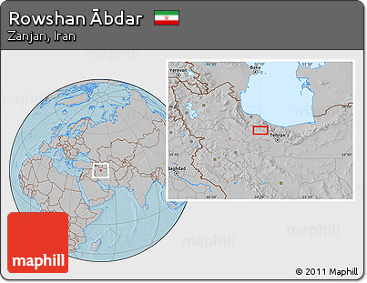 Gray Location Map of Rowshan Ābdar, hill shading